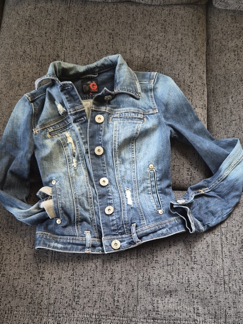 Women' Distressed Denim Jacket - Blue